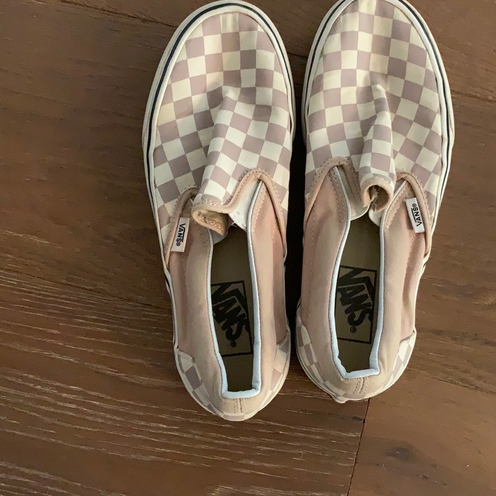 Pink and white checkered vans
